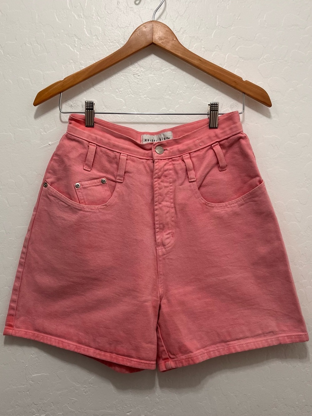 Vintage 90s Anchor Blue Pink Denim Shorts High Waisted Mom Size 11 100% Cotton